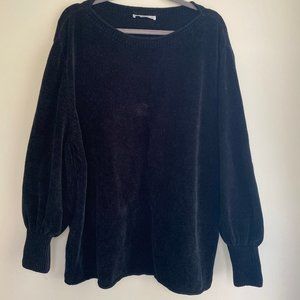 Black Crushed Velvet Sweater